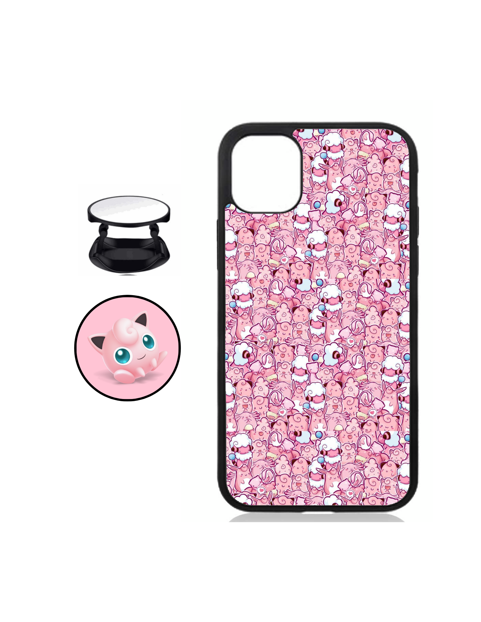 Pink Pokemon iPhone case cover with matching phone grip – Unknown